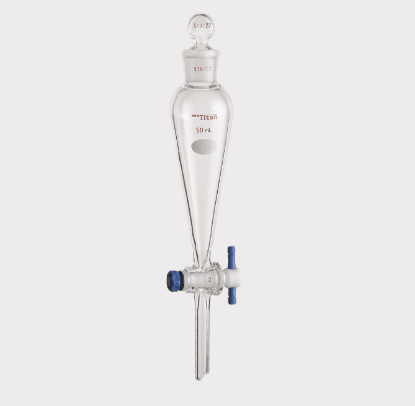 具玻璃塞分液漏斗 上磨口：19/22，四氟节门：2 mm，50ml 特优级|50ml