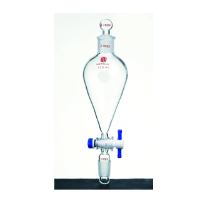 具下磨口玻璃塞分液漏斗 上下磨口：24/40，四氟节门：2mm，125ml|125ml