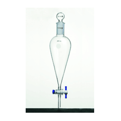 具玻璃塞分液漏斗 上磨口：14/20，四氟节门：2 mm，125ml