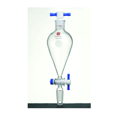 具下磨口四氟塞分液漏斗 上下磨口：14/20，四氟节门：2mm，25ml|25ml